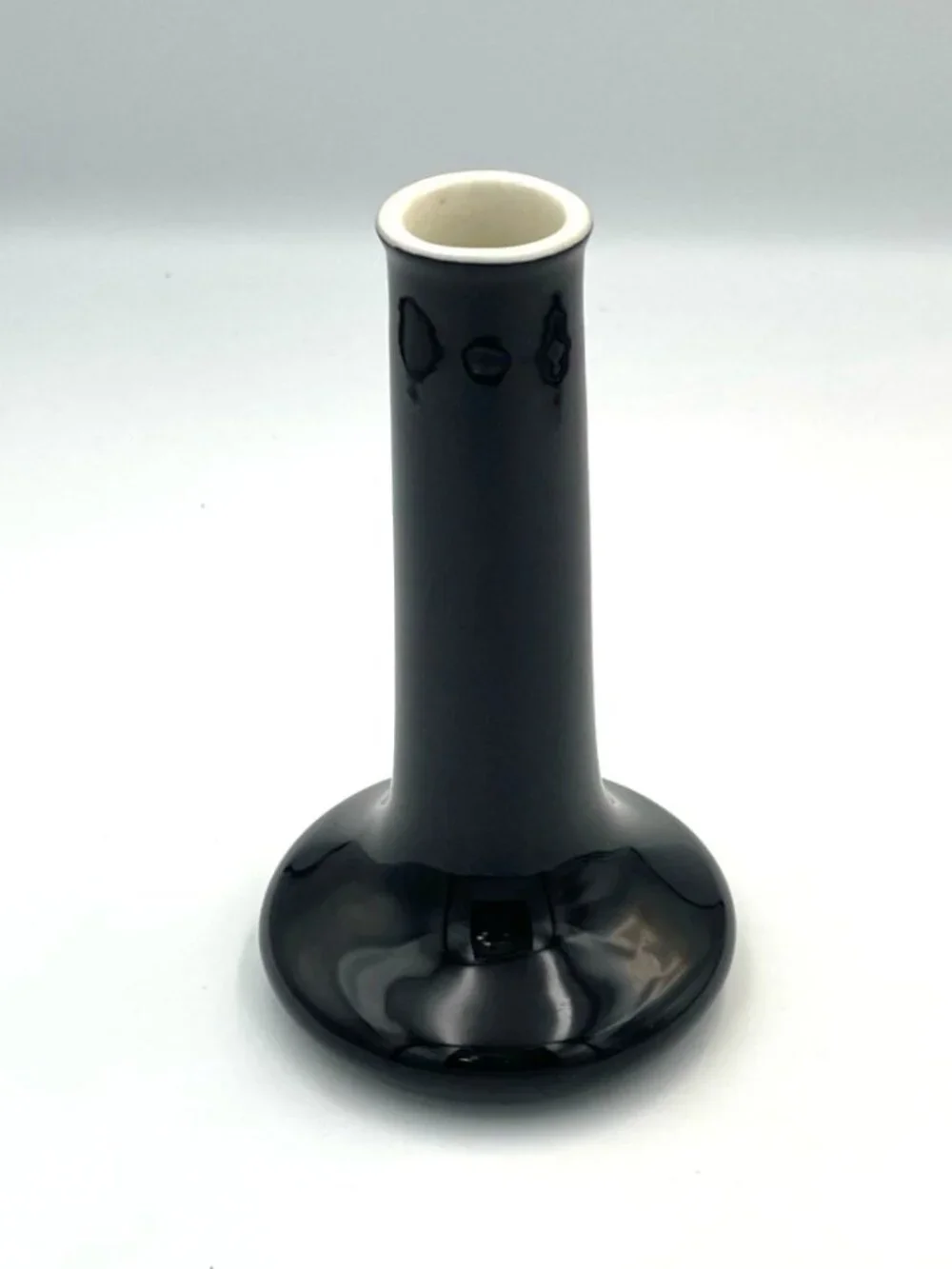 Vintage Hall Pottery Bud Vase Black White 6